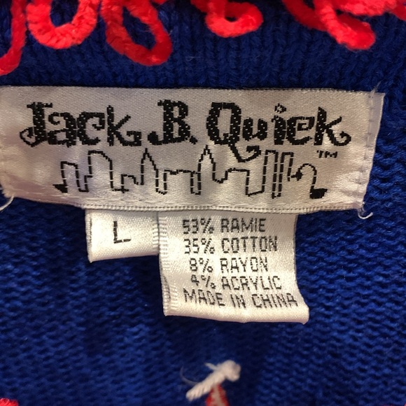 Vintage Jack B. Quick Patriotic Santa Christmas Sweater 🎄💙❤️ - Picture 5 of 6